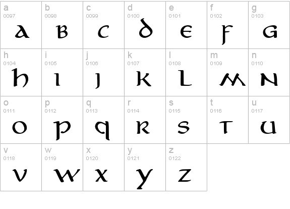 Aniron lowercase a-z preview