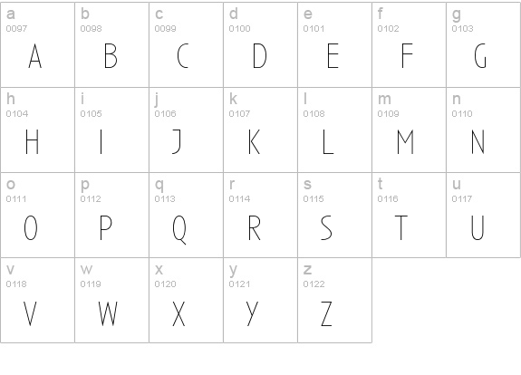 Anisette-Thin lowercase a-z preview