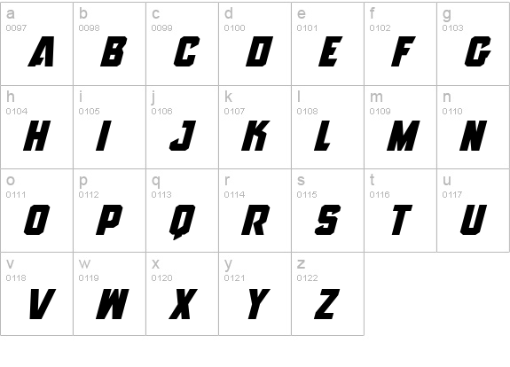 Anitlles Expanded Italic lowercase a-z preview