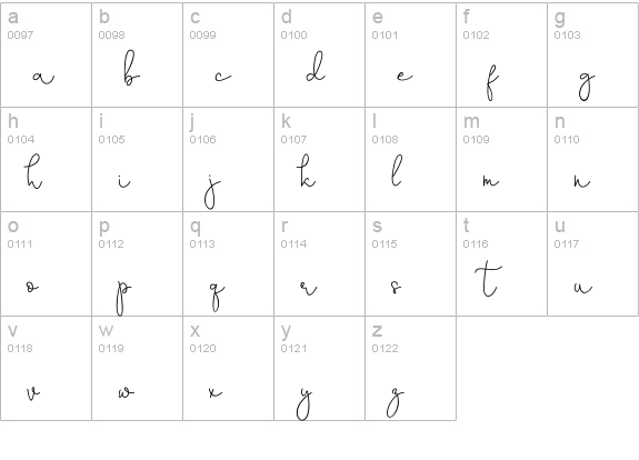 Annisa Script lowercase a-z preview