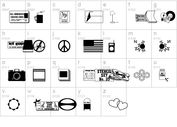Another Dingbat Font JL lowercase a-z preview