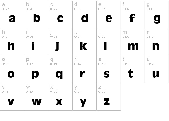 Antigone-Bold lowercase a-z preview