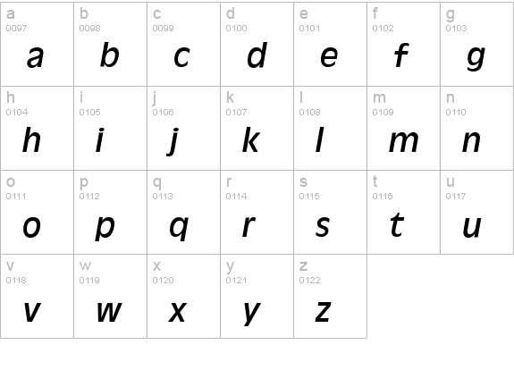 Antigone-Italic lowercase a-z preview