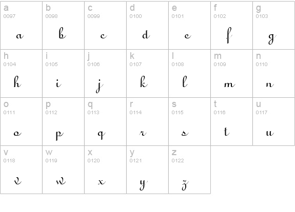 Antigua lowercase a-z preview