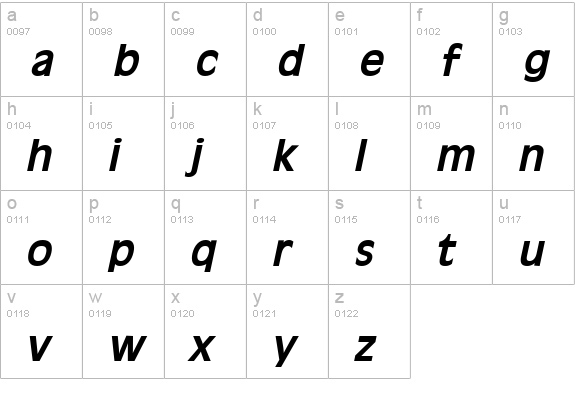 Antiqua 101 Bold Italic lowercase a-z preview