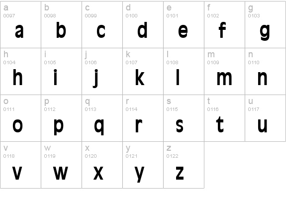 Antiqua 101 Condensed Bold lowercase a-z preview