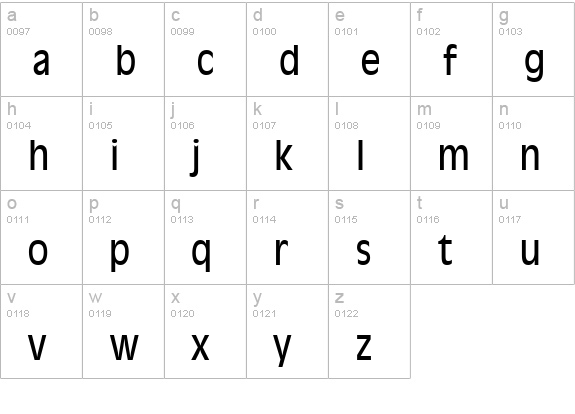 Antiqua 101 Condensed Normal lowercase a-z preview