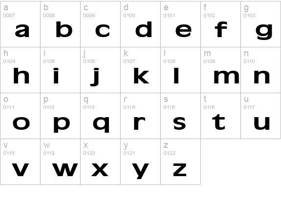 Antiqua 101 Extended Bold lowercase a-z preview