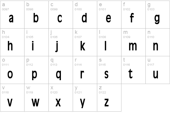 Antiqua 101 Thin Bold lowercase a-z preview