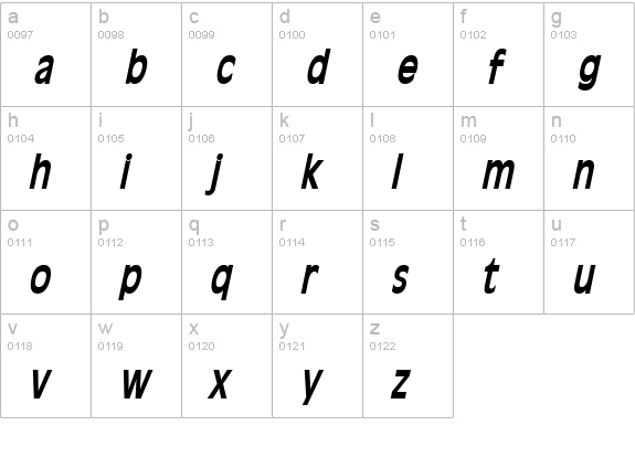 Antiqua 101 Thin BoldItalic lowercase a-z preview