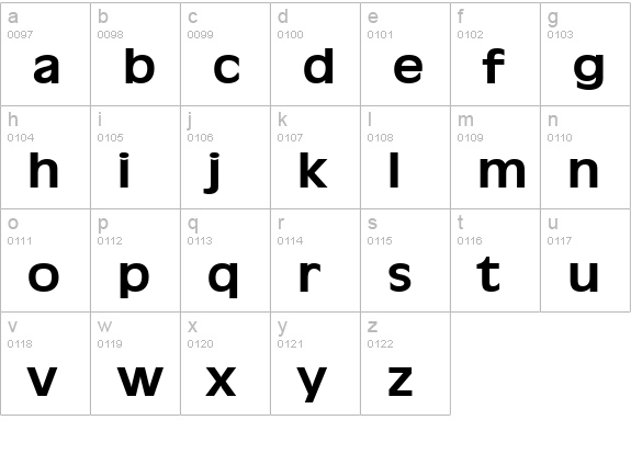 Antiqua 101 Wide Bold lowercase a-z preview