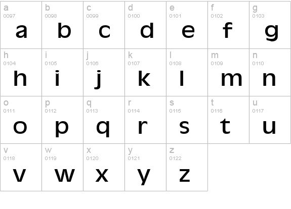 Antiqua 101 Wide Normal lowercase a-z preview