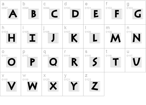 AntiquaInGrid lowercase a-z preview