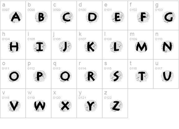 AntiquaInGridBalloons lowercase a-z preview