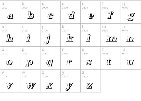 AntiquaSh-BoldItalic lowercase a-z preview