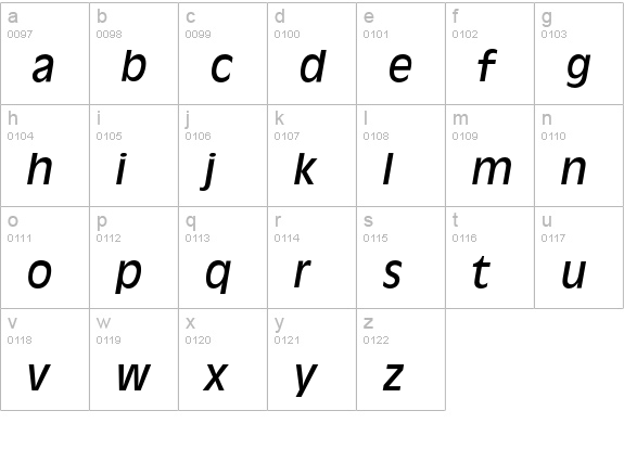Antique Olive Italic lowercase a-z preview