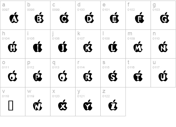 Apple Antics lowercase a-z preview
