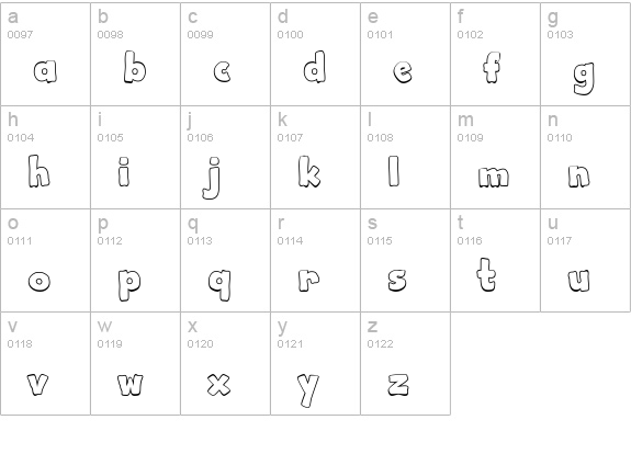Apple Boy BTN Outline lowercase a-z preview
