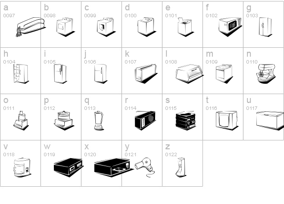 Appliances lowercase a-z preview