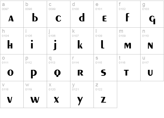 Aquavit lowercase a-z preview