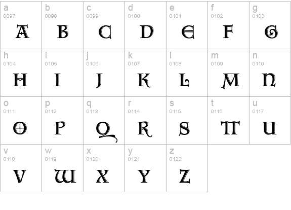 AquitaineInitialsICG-Alt lowercase a-z preview