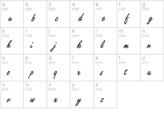 Arabella lowercase a-z preview