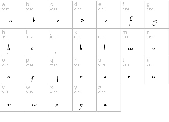 Arabian Regular lowercase a-z preview