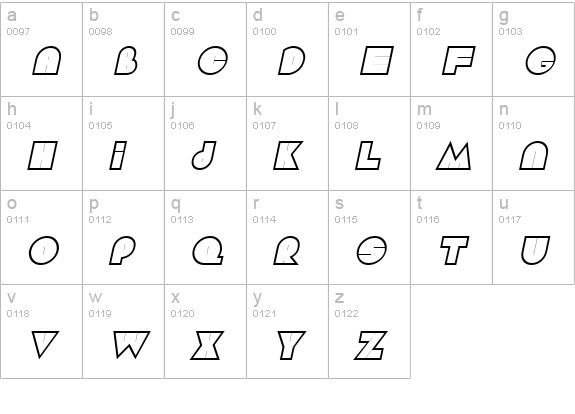 Aramis Italic lowercase a-z preview
