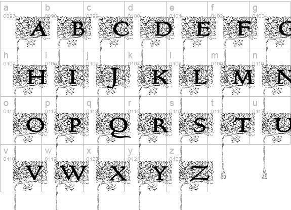 Arborial_Initials lowercase a-z preview
