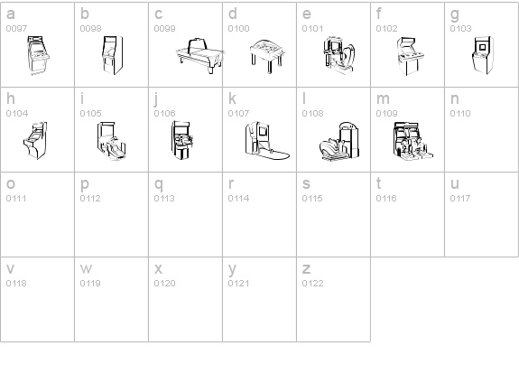 Arcarde Video Games lowercase a-z preview