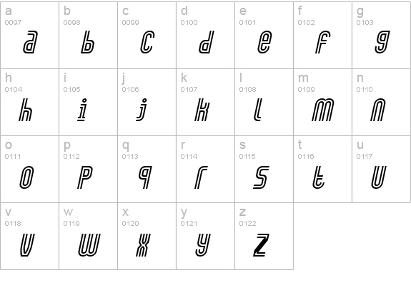Arch Italic lowercase a-z preview