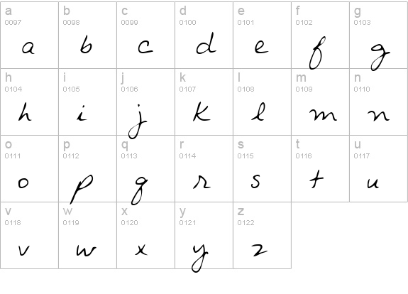ArchiesHand Regular lowercase a-z preview
