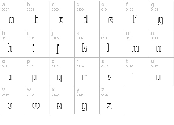 Ardour Outline lowercase a-z preview