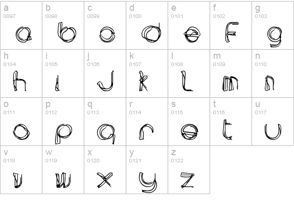 area LINEe lowercase a-z preview
