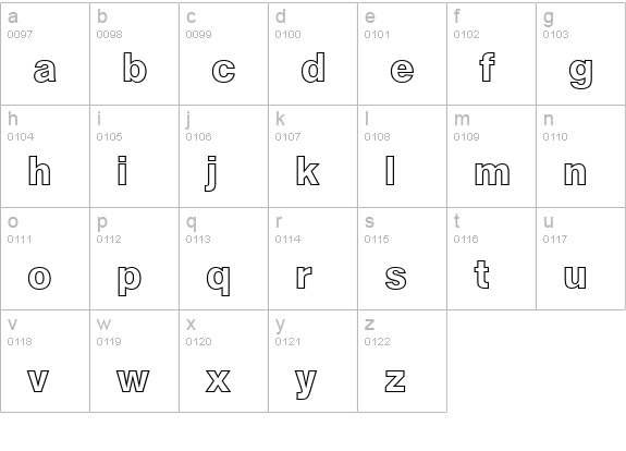 Arezzo-Outline-Bold lowercase a-z preview