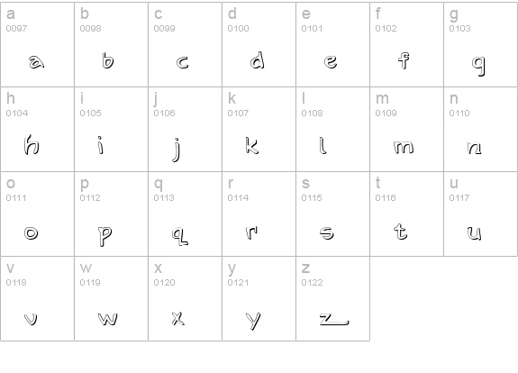 Arilon Shadow lowercase a-z preview