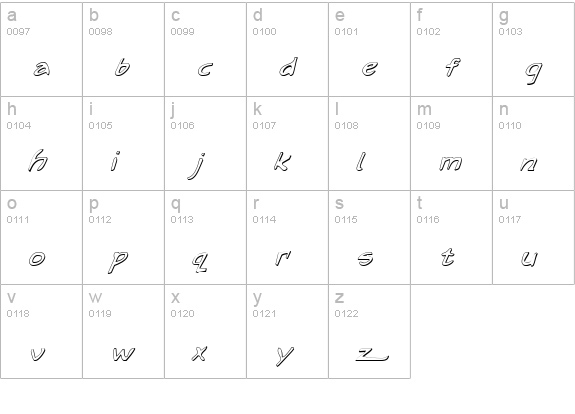 Arilon Shadow Italic lowercase a-z preview