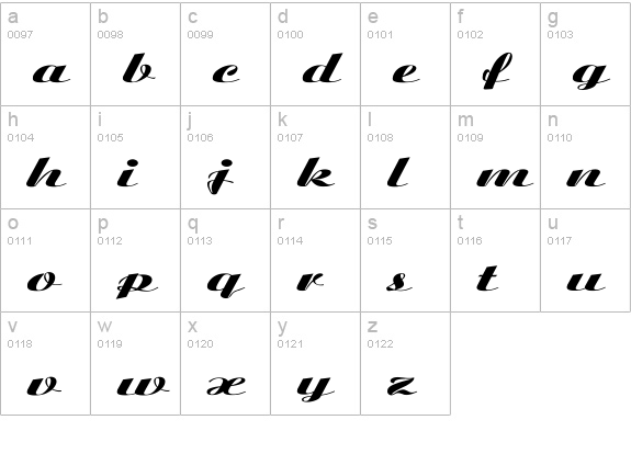 Ariston Ex lowercase a-z preview