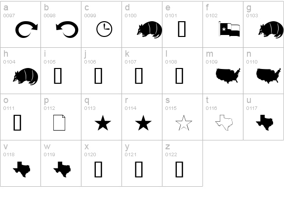 Armadillo lowercase a-z preview