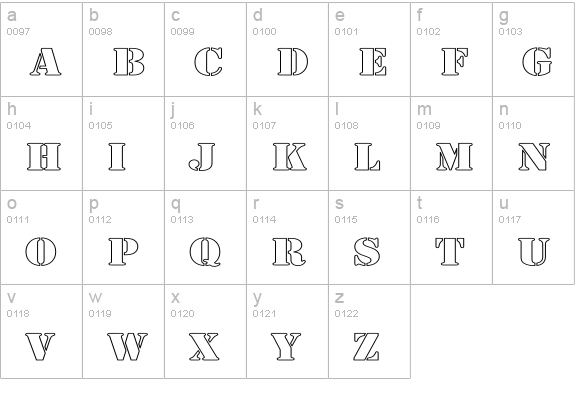 Army Hollow Wide lowercase a-z preview