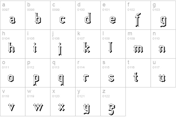 ArrowheadLakeShadows lowercase a-z preview