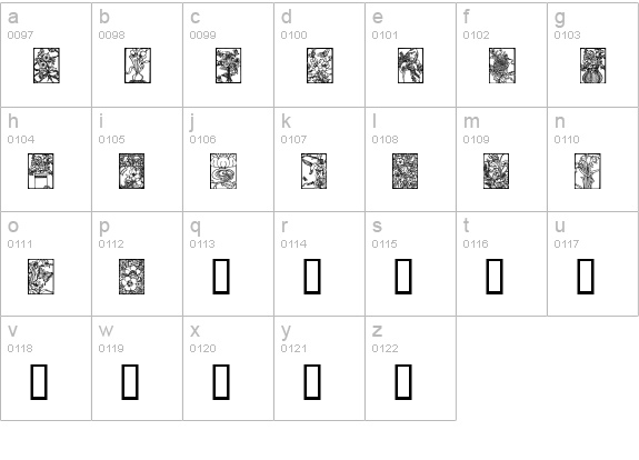 Art Nouveau Flowers lowercase a-z preview