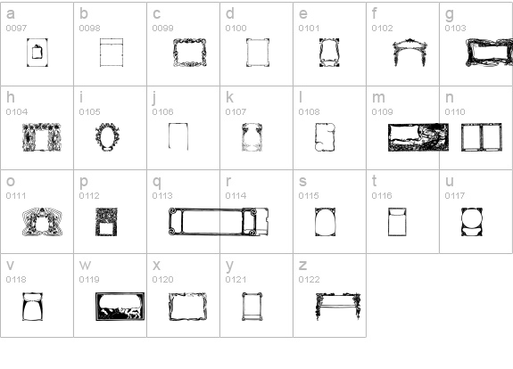 Art Nouveau Frames and Borders lowercase a-z preview