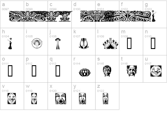 Art Noveau Headers lowercase a-z preview