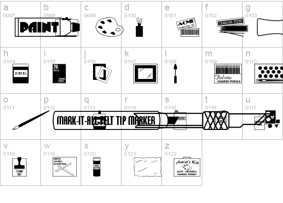 Art Supplies JL lowercase a-z preview