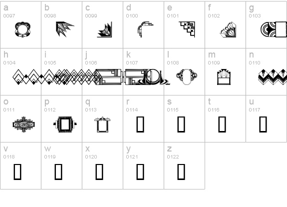 ArtDeco Motif lowercase a-z preview