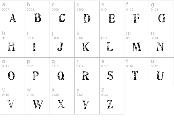 Artistamp Medium Jumbled lowercase a-z preview