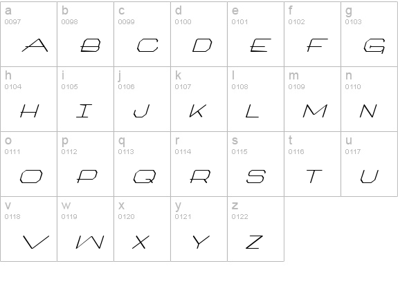 Artlookin Italic lowercase a-z preview
