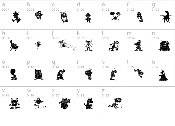 ArtMonsters lowercase a-z preview