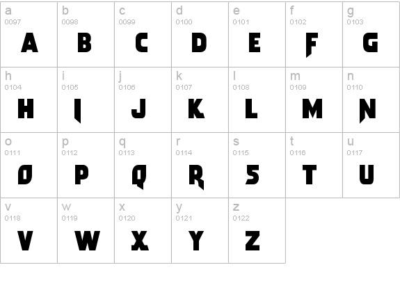 Arwing lowercase a-z preview